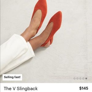 Everlane The V Slingback Flat (Red Orange 6)